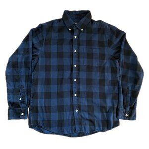 Slate & Stone Flannel Button Down Shirt - Royal Blue & Black Buffalo Plaid - Med